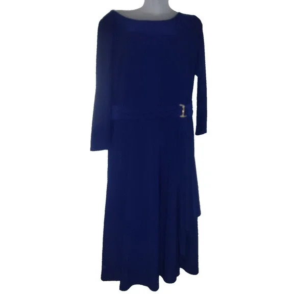 RALPH LAUREN Women's Blue Long Sleeve Boat Neck Dress Size 14 BG13 - Picture 1 of 4